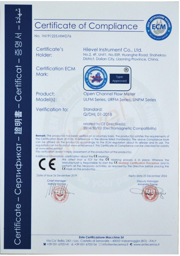 CE 认证—超声波明渠流量计